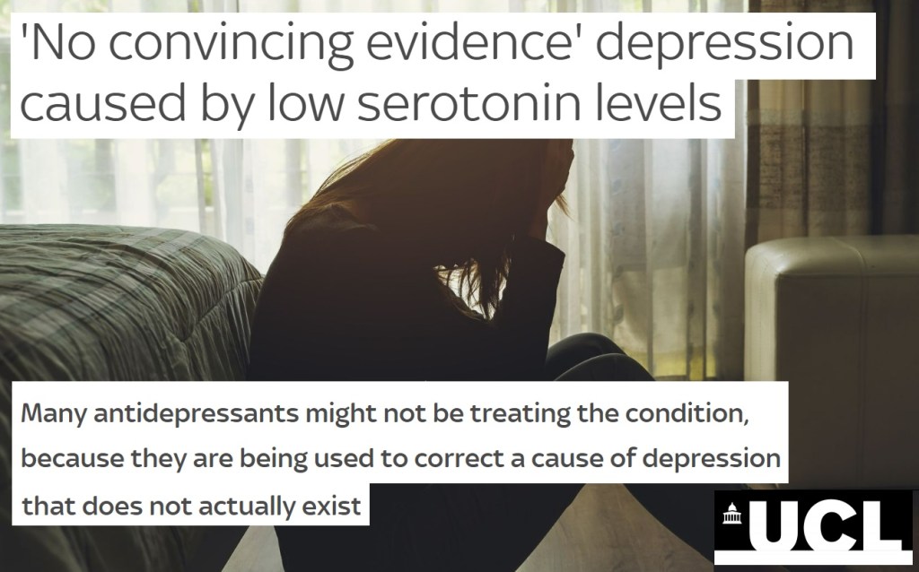 סטירת לחי למדע הפסיכיאטריה – לא הוכח קשר בין דיכאון לחוסר איזון כימי או לירידה ברמות סרוטונין&nbsp;במוח.