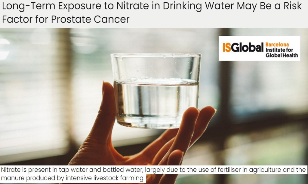 ניטראטים במי השתיה עשויים להיות קשורים לסרטן&nbsp;הערמונית