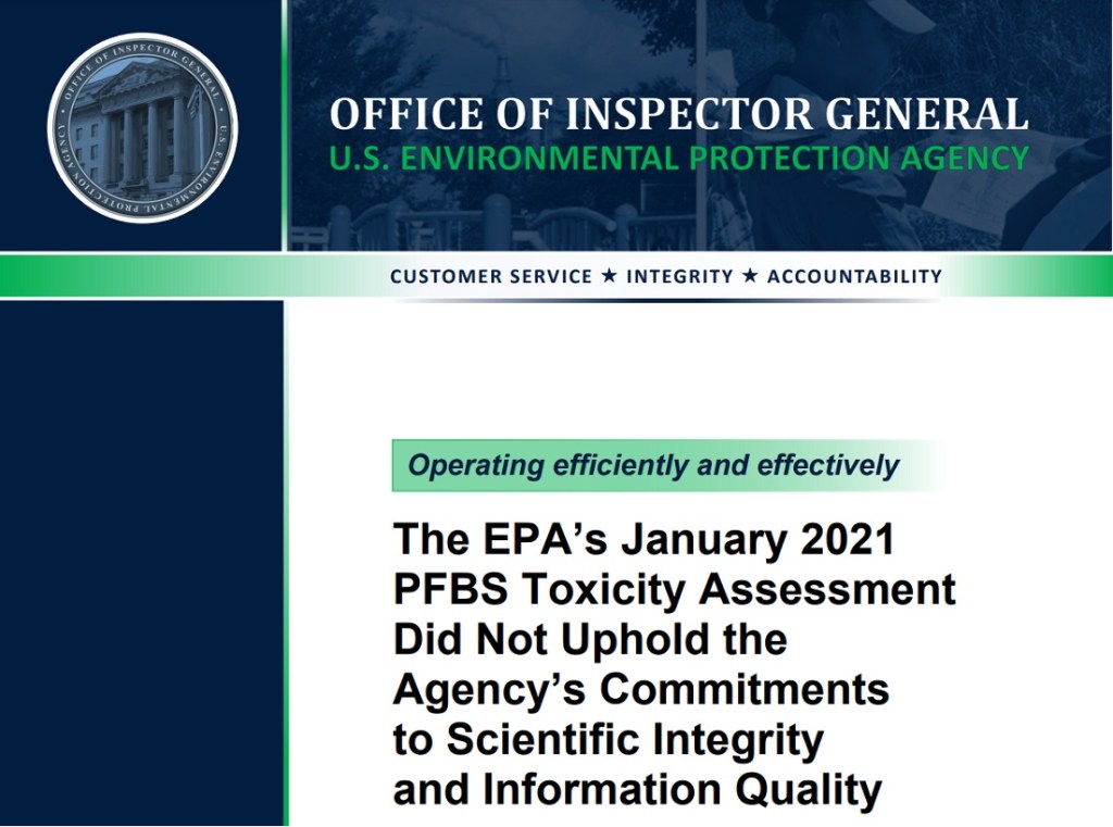 משרד המפקח הכללי (OIG) מטיח האשמות של בגידה ביושרה מדעית ועוון כנגד הסוכנות להגנת הסביבה&nbsp;(EPA)