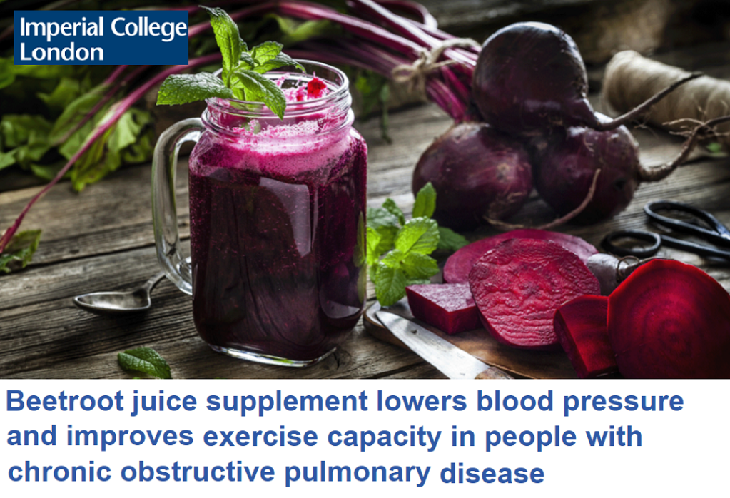 מיץ סלק מוריד את לחץ הדם ומשפר את יכולת הפעילות הגופנית אצל אנשים עם מחלת ריאות חסימתית&nbsp;כרונית