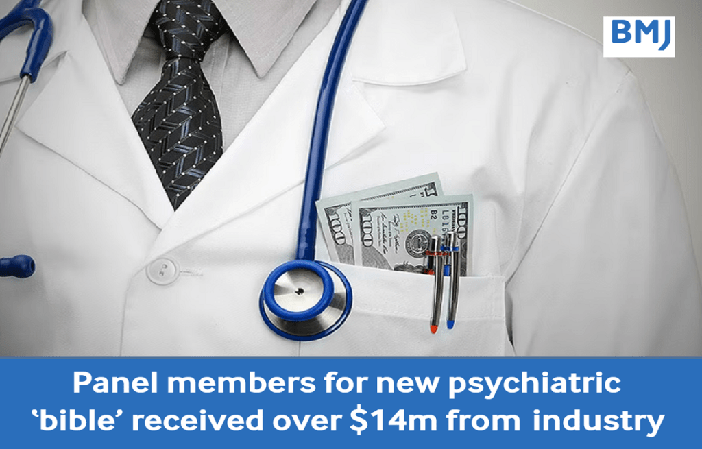 חברי הפאנל של ה"תנ"ך הפסיכיאטרי החדש" קיבלו יותר מ-14 מיליון דולר&nbsp;מהתעשייה